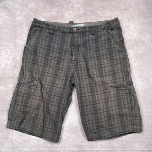 Fat Face Cargo Shorts Mens 36 Plaid Black Green Gorpcore Pockets Heavyweight